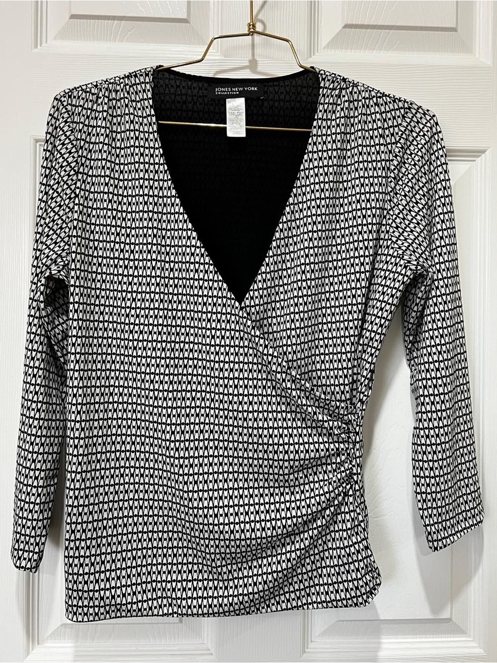 Vintage Jones New York Collection Mesh Geometric Faux-Warp Top Size small